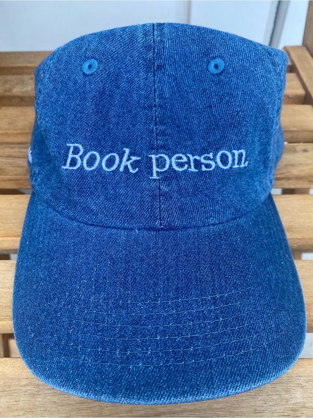 Denim "Book person." Embroidered Baseball Cap